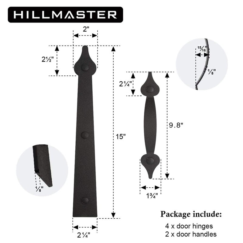 HILLMASTER Decorative Magnetic Garage Door Hinges Hardware, 6 Pieces Garage Door Accents Attractive Curb Appeal Faux Hinges Handles Decor Hardware Kit, Black(4 Hinges+2 Handles) - Image 3